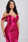 Glamorous Fuchsia Off-Shoulder Evening Gown