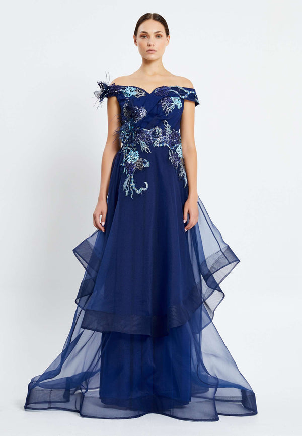 Royal Navy Blue Off-Shoulder