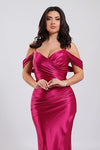 Glamorous Fuchsia Off-Shoulder Evening Gown