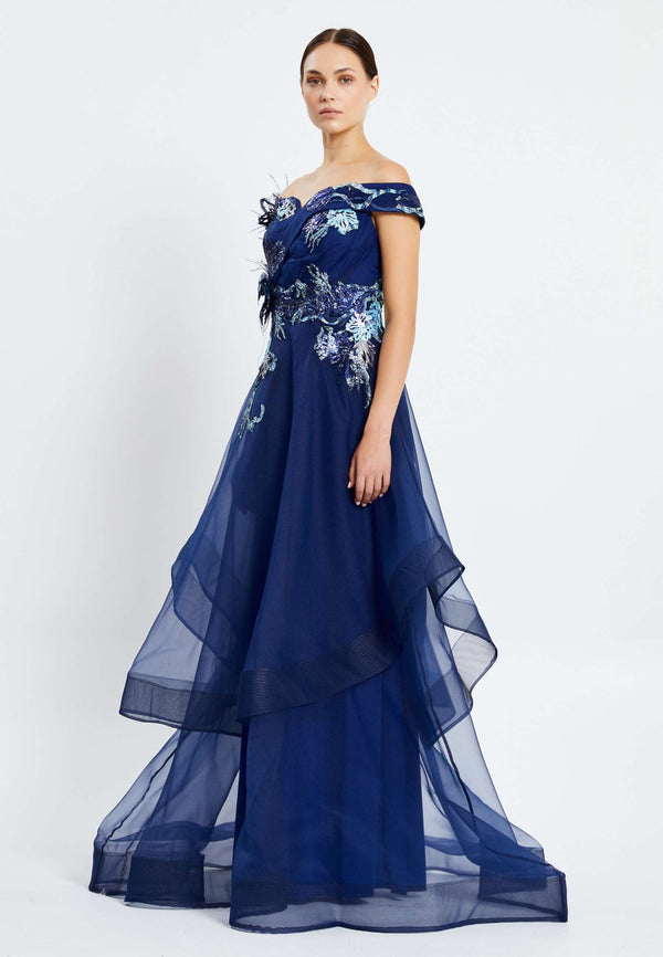 Royal Navy Blue Off-Shoulder