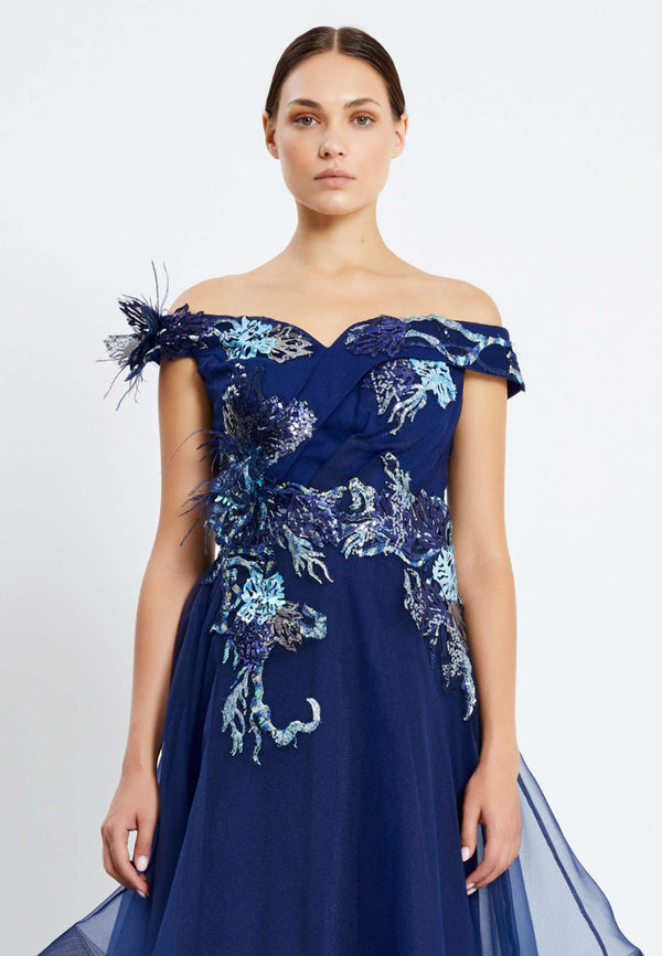 Royal Navy Blue Off-Shoulder