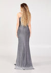 Metallic Silver One-Shoulder Evening Dress